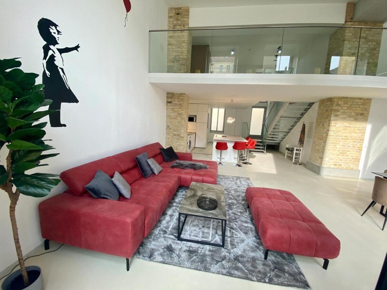 Apartment Loft With Pool Table, Kitchen Island & Gallery